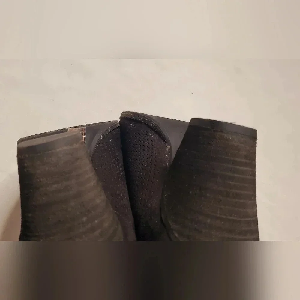 Dr.Scolls Lace Up Black Suede Detailled Pattern Bootie Heels Sz 9/ 9.5 US - Picture 11 of 11